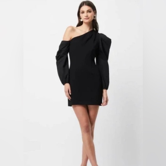 Elliatt Phenomenon Black One Shoulder Balloon Sleeve Cocktail Mini Dress Est Med - Picture 2 of 11
